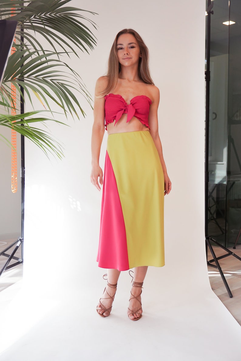 Stretch Velvet Bias-Cut Slit Skirt main image 0