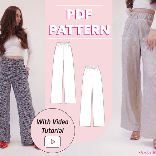 Easy Sewing Pattern for Womens Pants Wide Leg Pants Palazzo - Etsy