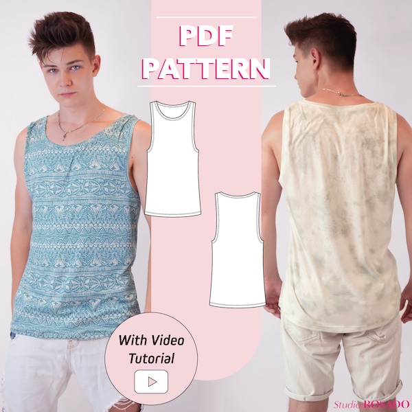 Men's tank top | Kylo Relaxed Tank Top | XS - 3XL | PDF sewing pattern | A0, A4, US letter