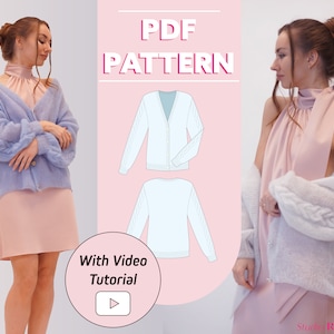 Modello di cardigan in mohair da donna / Cardigan Mirela / XS - 2XL / Modello di maglia PDF, tutorial di maglia