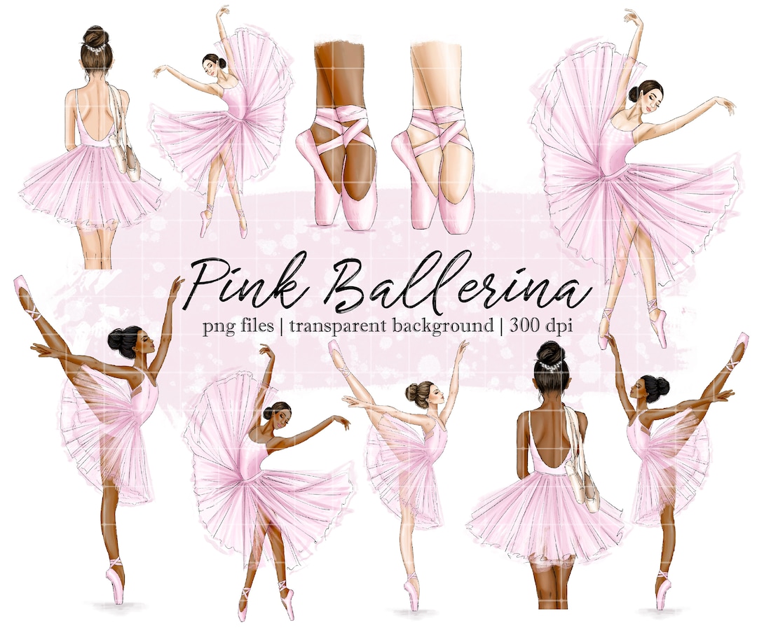 Pink Ballerina Books and Laptop Clipart Set Perfect for Etsy