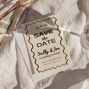 Gewellt Save The Date, Minimal Save The Date Vorlage, Bearbeitbare Hochzeit Stationär, Digital Save The Date Karte, Fett Save The Date Printable