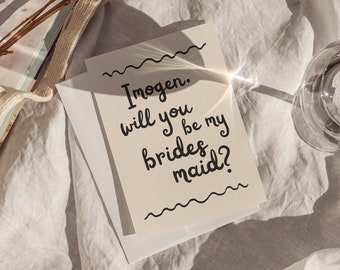 Editable Handwritten Bridesmaid Proposal Card Template, Watercolour Style Will You Be My Bridesmaid Card, Boho Editable Wedding Stationary