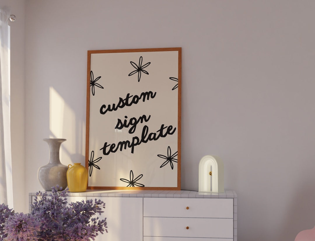 Handwritten Style Custom Sign Template, Floral Daisy Hand Drawn ...