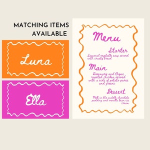 Pink Orange Wavy Border Save The Date, Bright Save The Date Template, Editable Wedding Stationery, Save Our Date, Save The Date Printable image 4