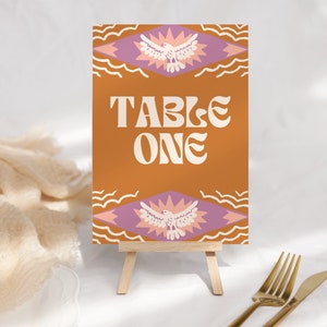 Desert Western Theme Table Numbers Template, Cowgirl Eagle Rodeo Table Numbers, Modern Funky Wedding Table Numbers, Bachelorette Party Table