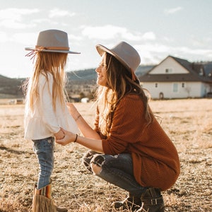 Mommy and Me Matching Hats | Wide Brim felt kids and adult hats | Stylish Flat Brim | Boho fashion | children + women’s fedora | Cowgirl