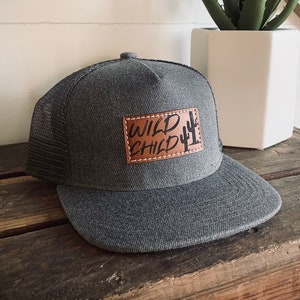 Toddler Kids Snapback Hat | WILD CHILD | baby toddler kids youth sizes | Western southwestern cowboy cactus flat bill trucker style cap |