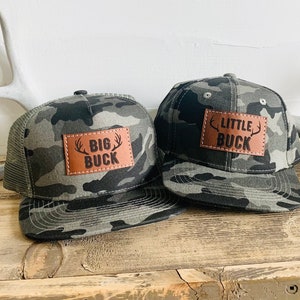 Dad son hunting hats, Father & kid matching Snapback caps, Deer hunting family, Camo buck hunting clothing, Camouflage baby, toddler, youth