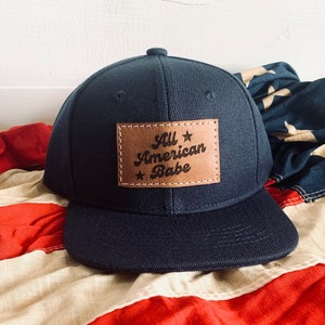 American Babe Toddler + Kids Snapback Hat | Baby Baseball cap |  Genuine leather patch cap
