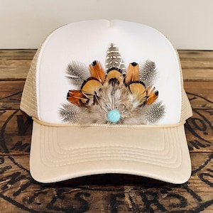 Bullhide Cream Western Hat with Feather and Bead Accents Feather Hat Accent - Sweet Cream – Willow Lane Hat Co main image 2