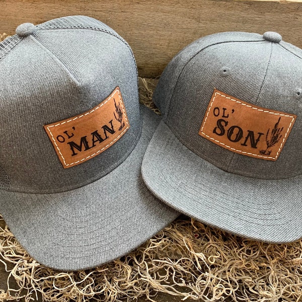 Dad and Son hats matching set, Ol’ Son & Ol’ Man, Western style Father kid Snapback Caps, Baby toddler youth children’s size, rodeo cowboy