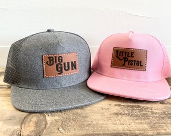 Daddy daughter hats | Dad & son hats | Father Daughter matching caps | Little Pistol and Big Gun hats | Father’s Day gift idea Gift for Dad