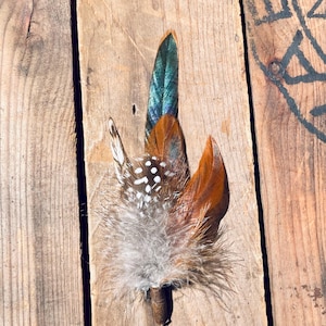 Feather Hat Pin, Lapel Accessory, Boho groomsmen boutonniere, Pheasant Feather Fedora or Cowboy Hat Accent, Country Western Wedding