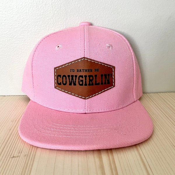 Girls Cowgirl hat, I’d Rather Be Cowgirlin, baby toddler kid youth size caps, cowgirl trucker style hat, western style farm girl accessory