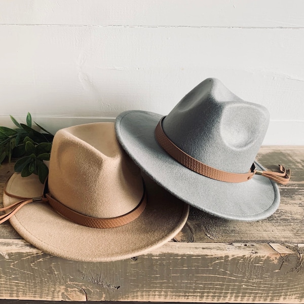 Dameshoed met brede rand | Platte rand | Stijlvol Modieus Boho Western-stijl | Winter-, lenteaccessoire | Familiefoto-outfit| Fedora Panama