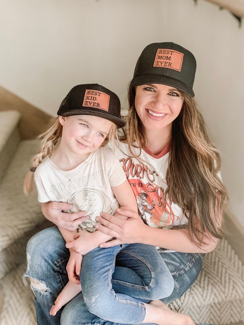 Best Mom Ever Best Kid Ever Matching Hats Mommy and Me Matching New Mom Hat Mothers Day Hat Boy Mom Gift Mommy and son matching image 1