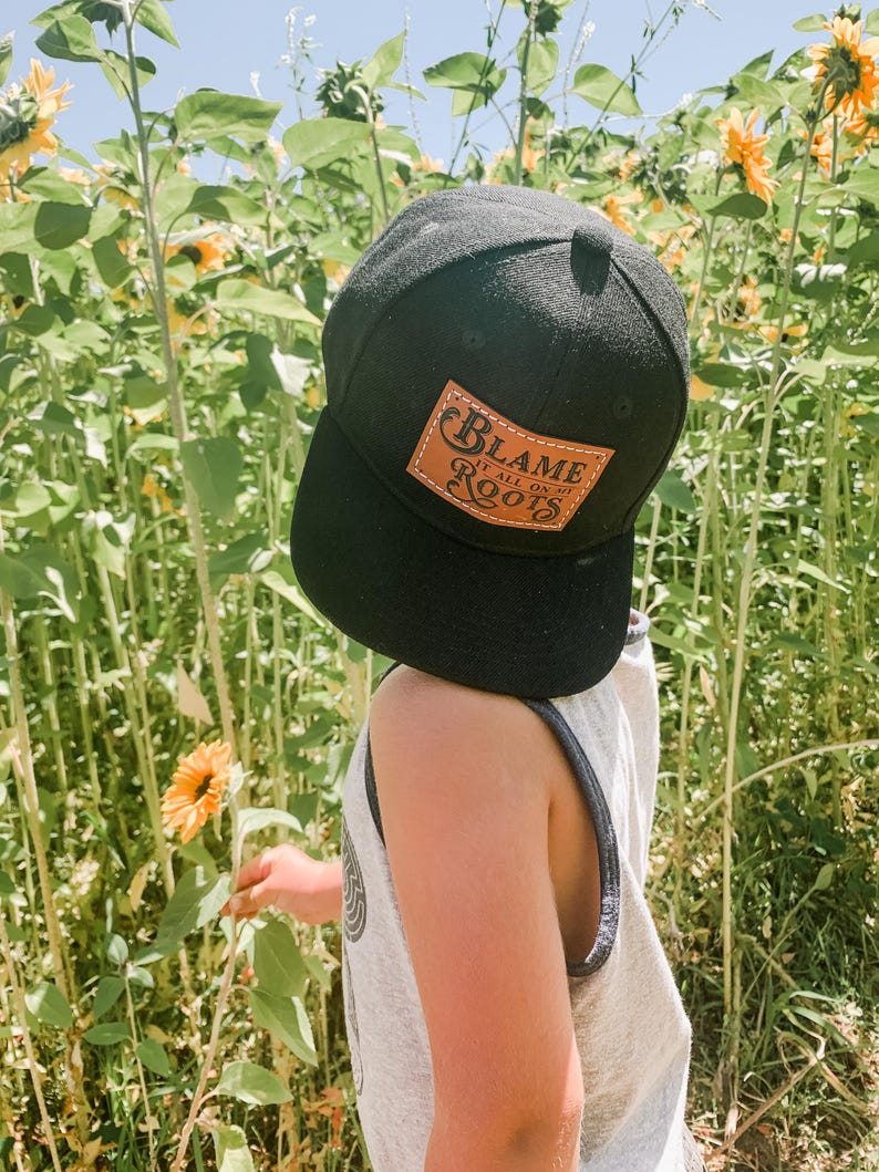 Country Music Hat, Blame it all on my Roots, Baby Toddler youth or adult leather patch cap, Country Western trucker hat, Kids 90’s throwback image 19