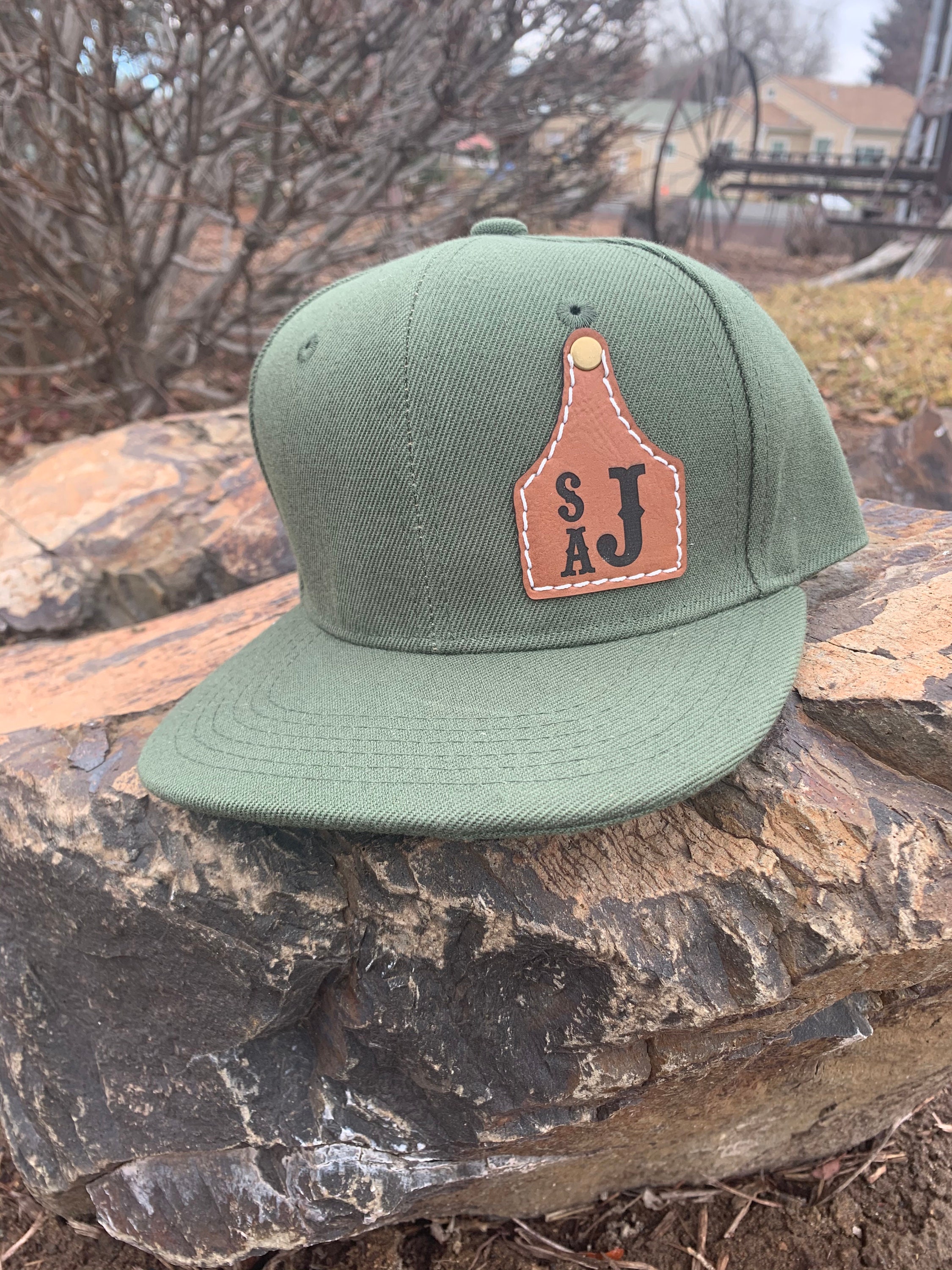 Custom Cow Tag Hat Kid Size, Cattle Tag Rancher Hat, Personalize Baby Toddler Youth kid Cowboy cap, ranch brand logo initials leather patch