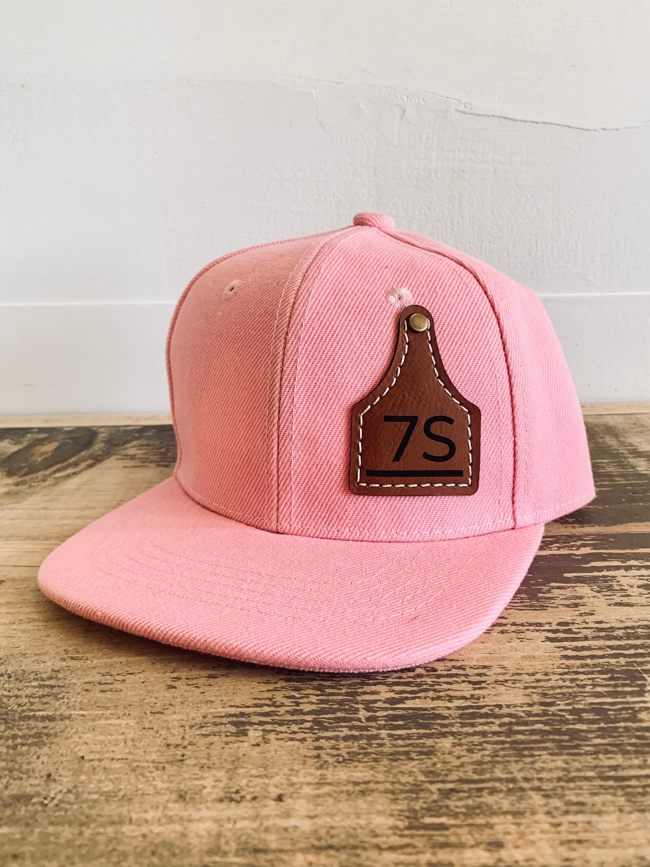 Custom Cow Tag Hat Kid Size, Cattle Tag Rancher Hat, Personalize Baby Toddler Youth kid Cowboy cap, ranch brand logo initials leather patch