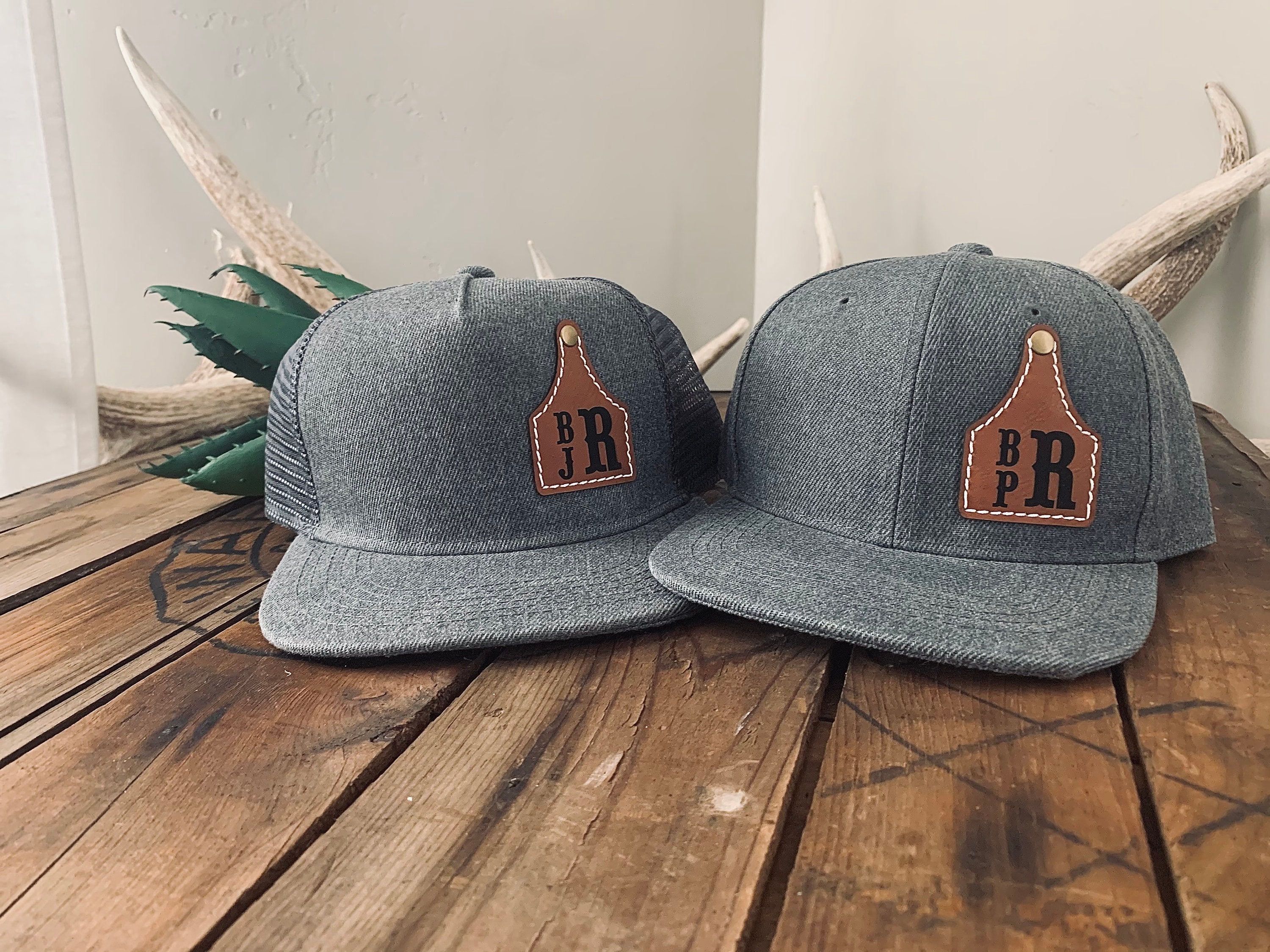 Custom Cow Tag Hat Kid Size, Cattle Tag Rancher Hat, Personalize Baby Toddler Youth kid Cowboy cap, ranch brand logo initials leather patch