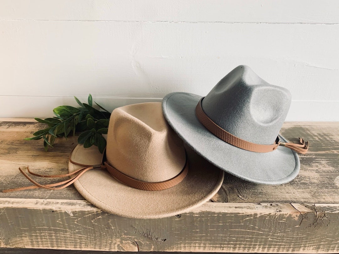 Kids Flat Brim Hat, Wide Brim Felt Fedora, Fall Winter Style 