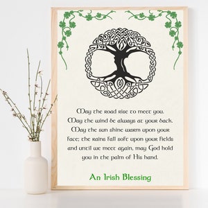 Irish Blessing, Traditional Gaelic Blessing, Celtic Irish Blessing, Celtic Tree of Life, May the Road Rise Blessing, Irish Printable