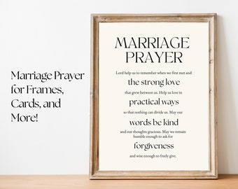 Beige Marriage Prayer Printable, Religious Wedding Gift (Digital Download)