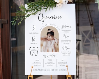 First Birthday Milestone Poster | Editable Canva Template (Digital Download)