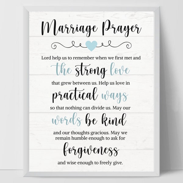 Marriage Prayer Printable, 4 Sizes Instant Download, Marriage Gift, Divorce Gift, Hopeful Marriage, Religious Marriage Gift, Marriage Quote