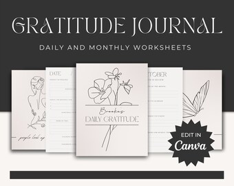 Editable Gratitude Journal Printable | Positive Affirmation Workbook | Daily Affirmations | Self-Affirmation | Happiness Manifesting Guide