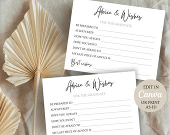 Graduation Advice & Wishes Card, Modern Minimalist Template (Digital Download)