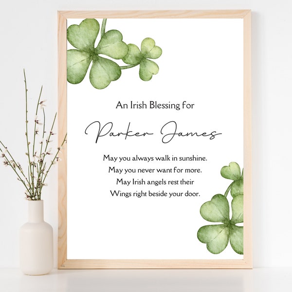 Irish Blessing, Irish Baby Blessing, Baptism Blessing, New Baby Gift, Baby Shower Gift, Traditional Gaelic Blessing, Ireland Printable