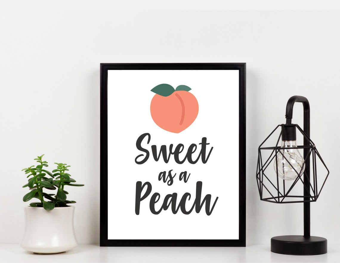 Set of 6 Peach Printables Wall Art Peachy Clean Hello Sweet Etsy