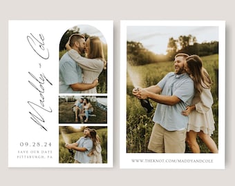 Minimalist Beige Wedding Save the Date Template, Photo Card (Digital Download)