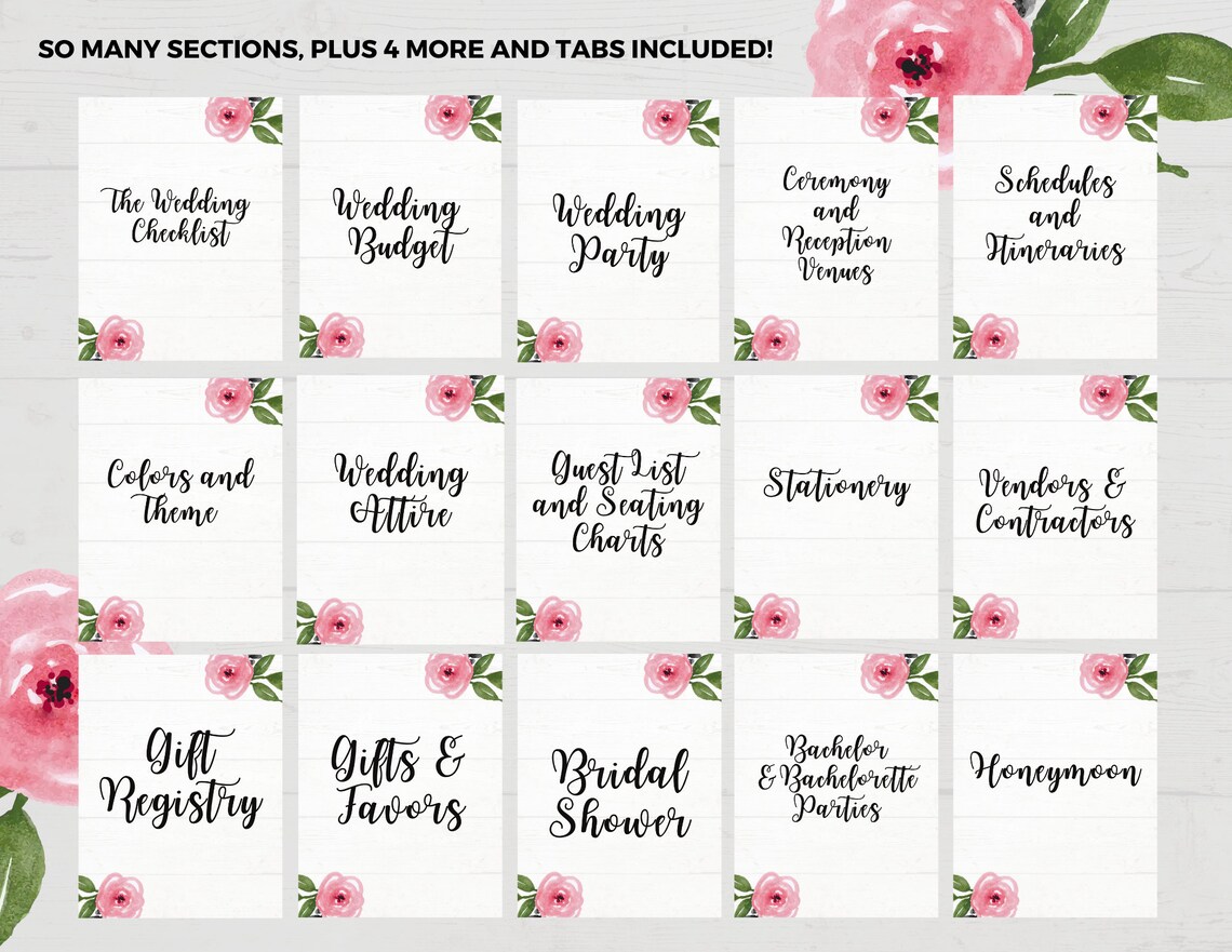 Wedding Planner Printable Printable Wedding Planner Kit Etsy