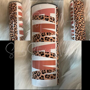 Leopard pattern mama tumbler 20oz sublimation can do any name