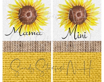 DIGITAL DOWNLOAD only png mama mini sublimation sunflower burlap tumbler set