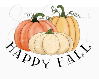 Digital download PNG happy fall harvest pumpkins sublimation file