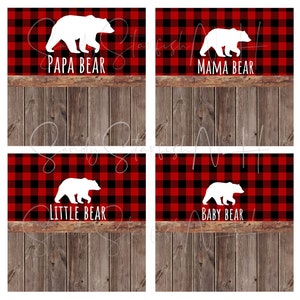 DOWNLOAD DIGITALE PNG sublimazione Tumbler set mama papà orsetto Buffalo plaid