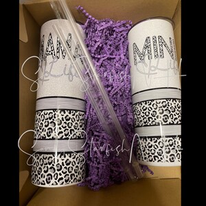Mama life and mini life silver leopard tumbler set