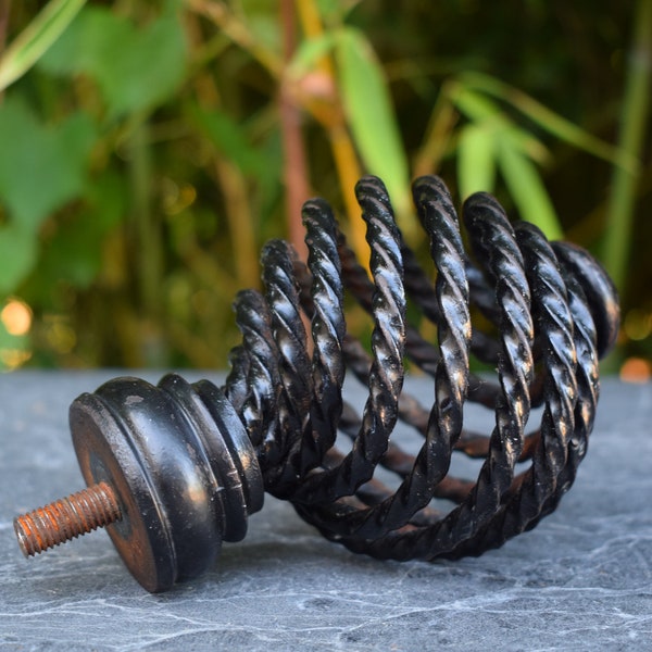 Vintage wrought iron stair Finial ball from the 1950s