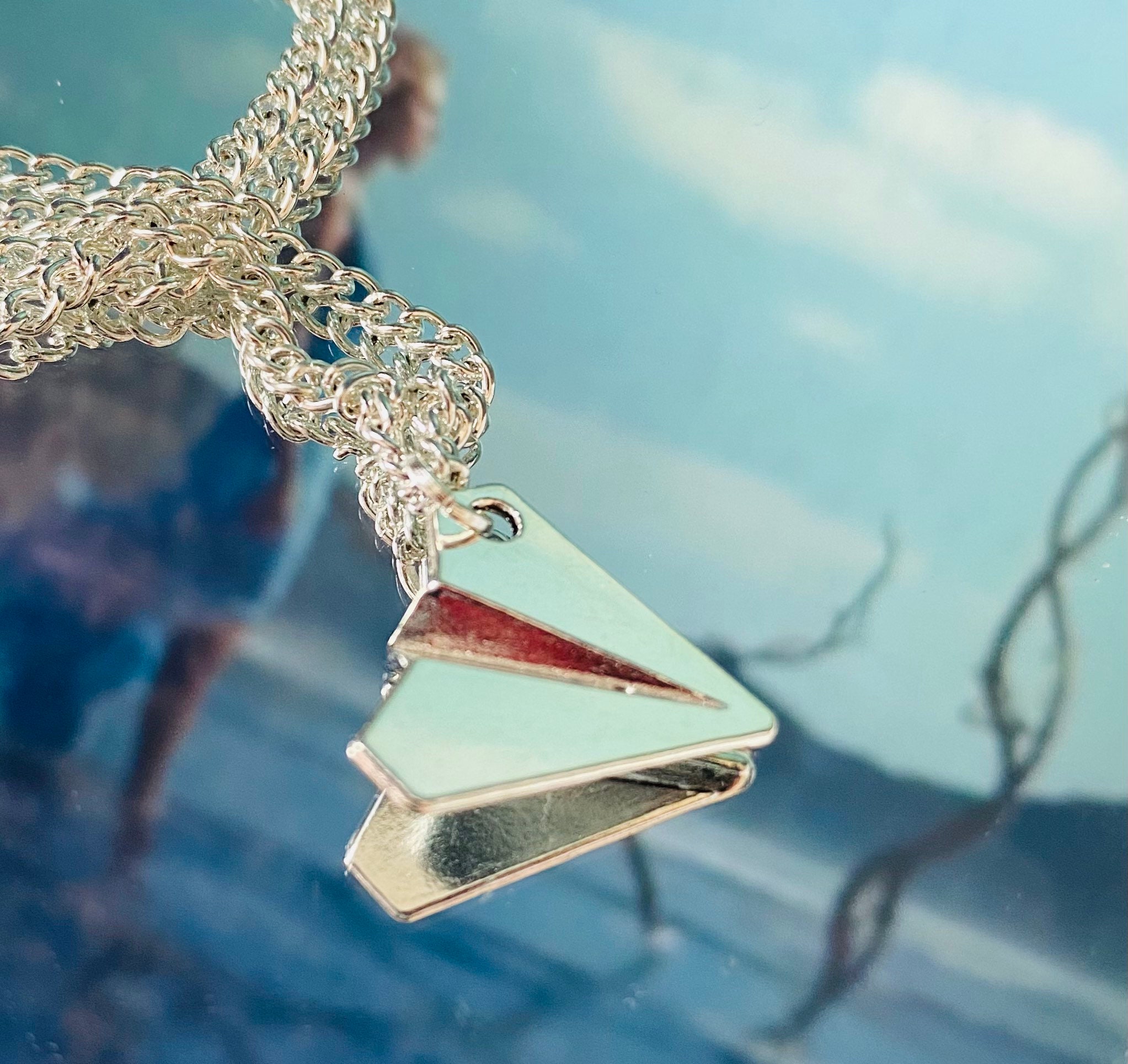Charm Necklace Silver Paper Plane Necklace Harry Styles Plane