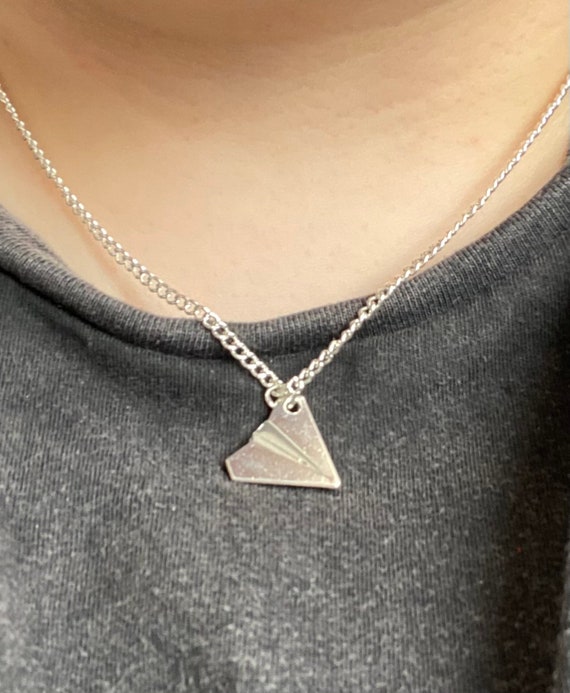 ONE DIRECTION Harry Styles SILVER PAPER AIRPLANE Necklace Pendant Plane USA