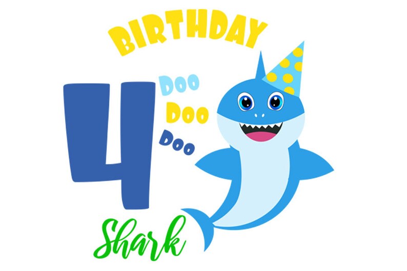 Download 4th Birthday shark Svg Boy Birthday Shark clipart funny | Etsy