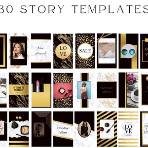 Black Gold Instagram Templates, Editable 60 Unique Canva Templates for ...