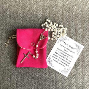 Bolsa de Rosário com Pingente de Cruz, Presente de Fé Ideal para Viagens