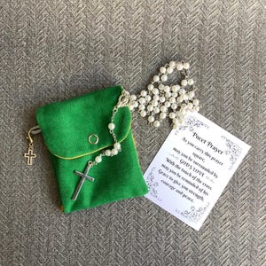 Bolsa de Rosário com Pingente de Cruz, Presente de Fé Ideal para Viagens