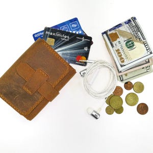 Porta carte sottile in vera pelle marrone chiaro, portafoglio in pelle fatto a mano, portafoglio minimalista per carte di credito, porta biglietti da visita,