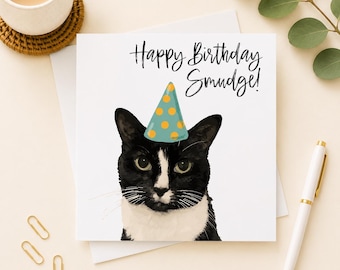 Personalised Pet Birthday Card: Custom Cat or Dog Portrait